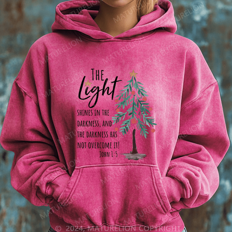 Maturelion Christmas Hoodie The Light Shines In The Darkness Women Hoodie