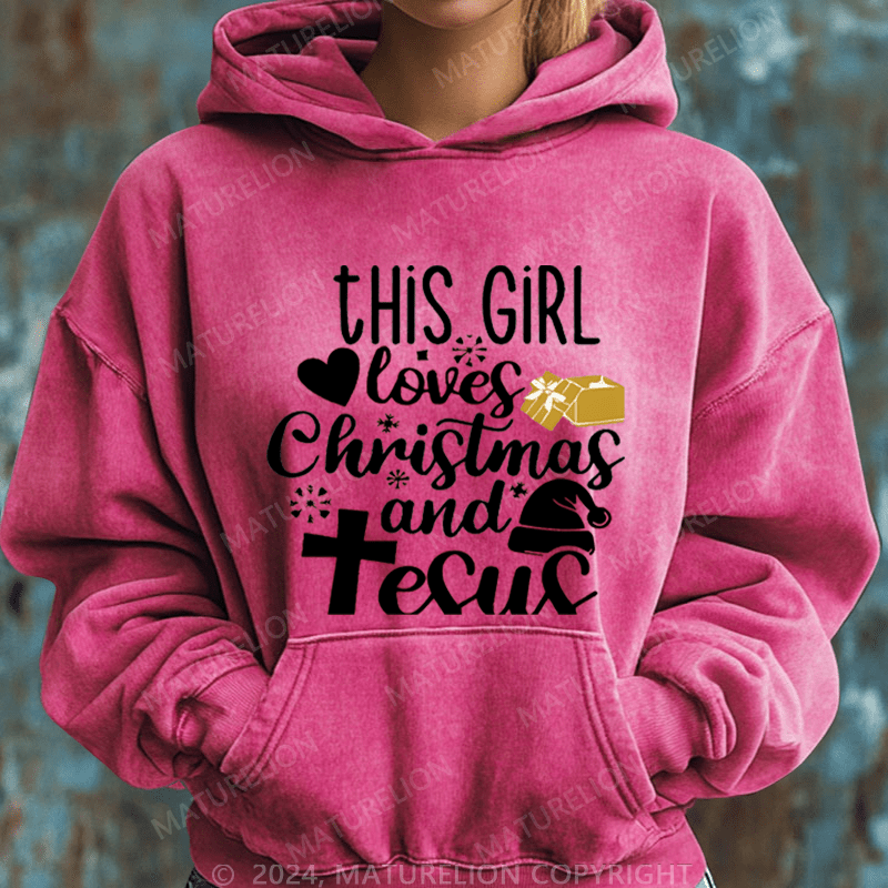 Maturelion Christmas Hoodie This Girl Loves Christmas And Juses Women Hoodie