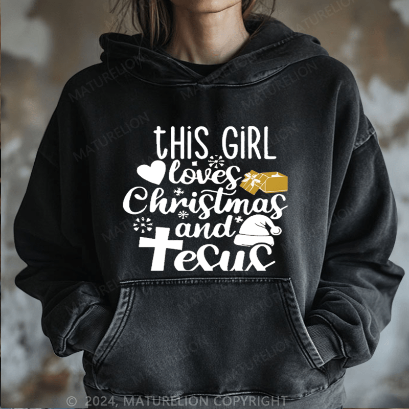 Maturelion Christmas Hoodie This Girl Loves Christmas And Juses Women Hoodie