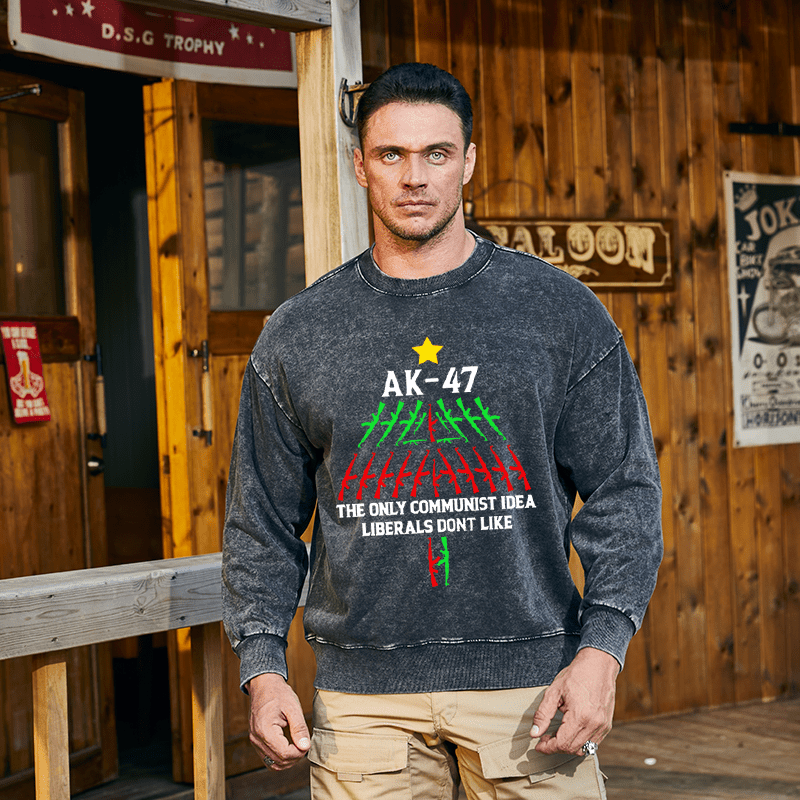 Maturelion Christmas Sweatshirt AK-47 The Only Communist Idea Liberals Don't Like Custom Sweatshirt