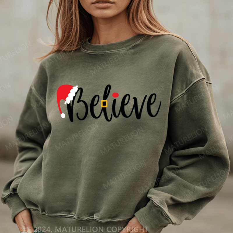 Maturelion Christmas Sweatshirt Believe Women Sweatshirt