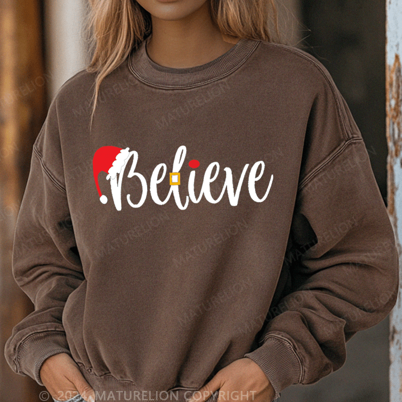 Maturelion Christmas Sweatshirt Believe Women Sweatshirt