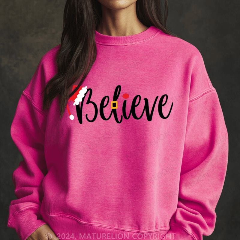 Maturelion Christmas Sweatshirt Believe Women Sweatshirt