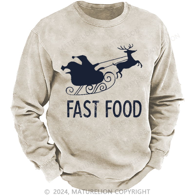 Maturelion Christmas Sweatshirt Fast Food Funny Men Hunting Custom Sweatshirt