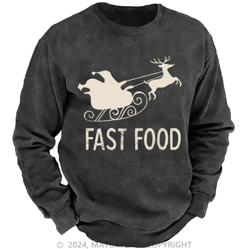 Maturelion Christmas Sweatshirt Fast Food Funny Men Hunting Custom Sweatshirt