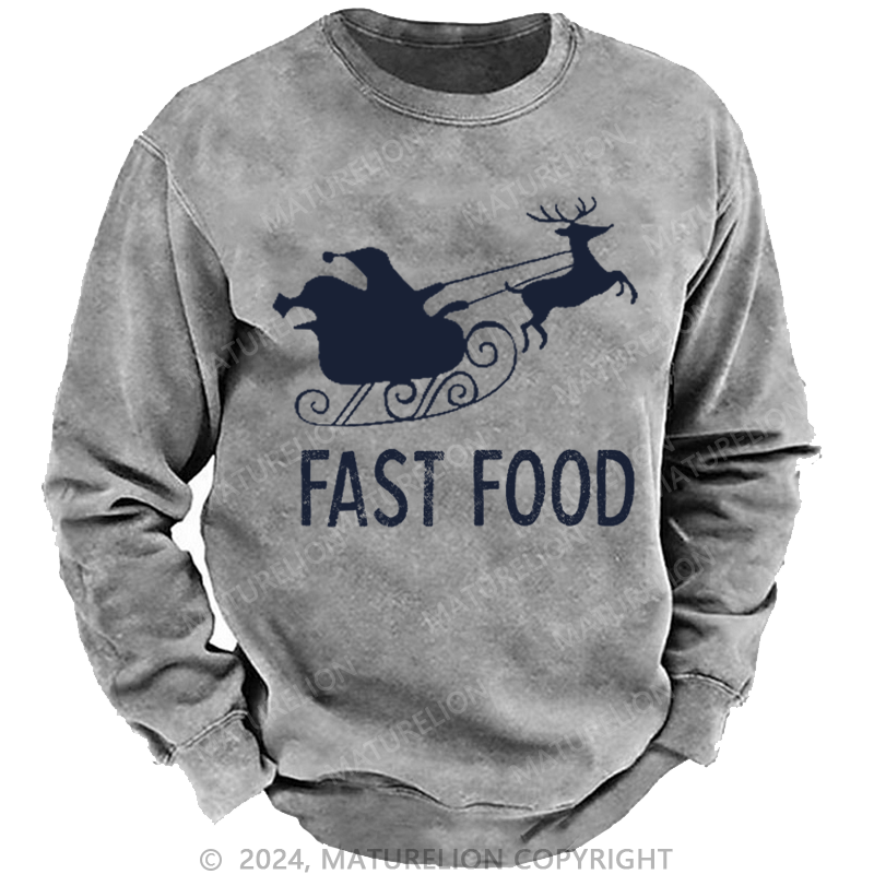 Maturelion Christmas Sweatshirt Fast Food Funny Men Hunting Custom Sweatshirt