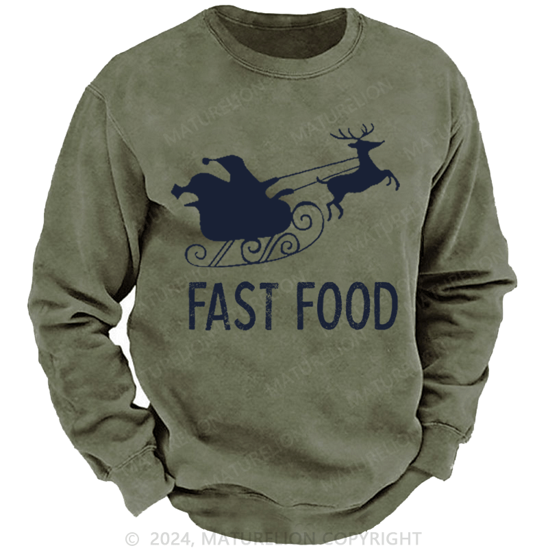 Maturelion Christmas Sweatshirt Fast Food Funny Men Hunting Custom Sweatshirt