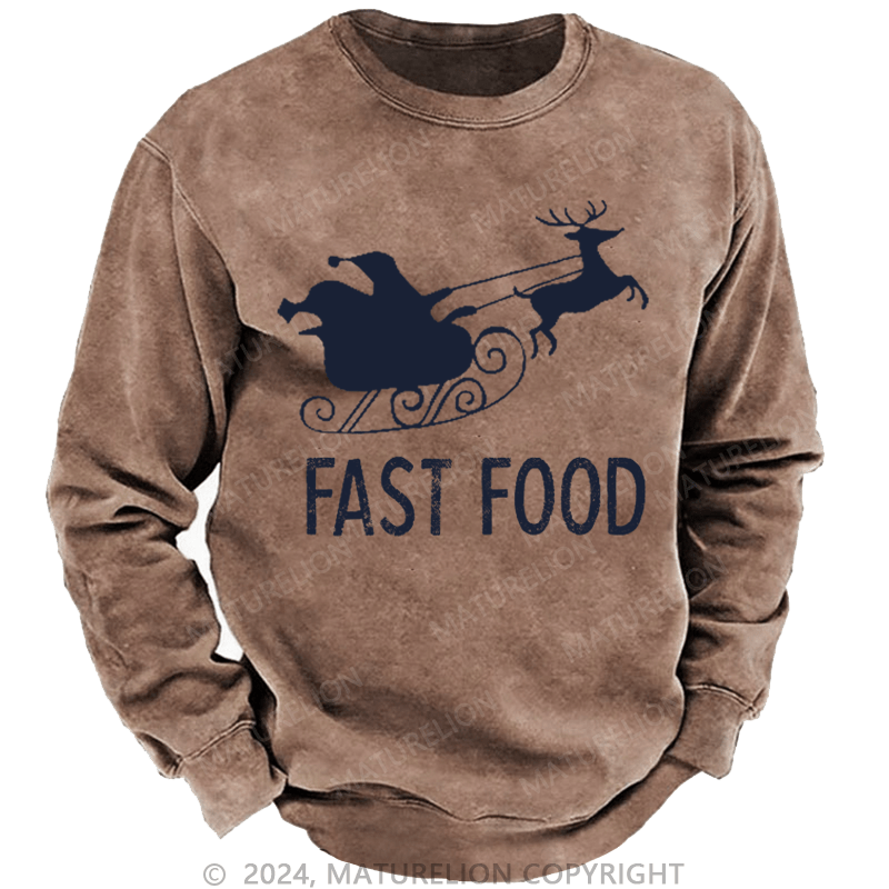 Maturelion Christmas Sweatshirt Fast Food Funny Men Hunting Custom Sweatshirt