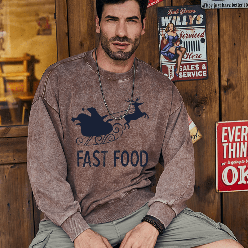 Maturelion Christmas Sweatshirt Fast Food Funny Men Hunting Custom Sweatshirt