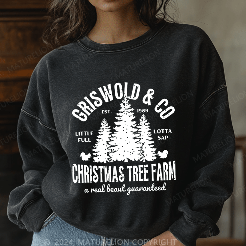 Maturelion Christmas Sweatshirt Girs World Christmas Tree Farm Women Sweatshirt