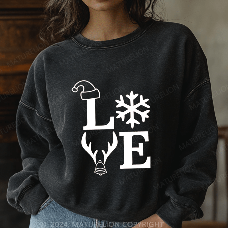 Maturelion Christmas Sweatshirt Love Family Women Sweatshirt