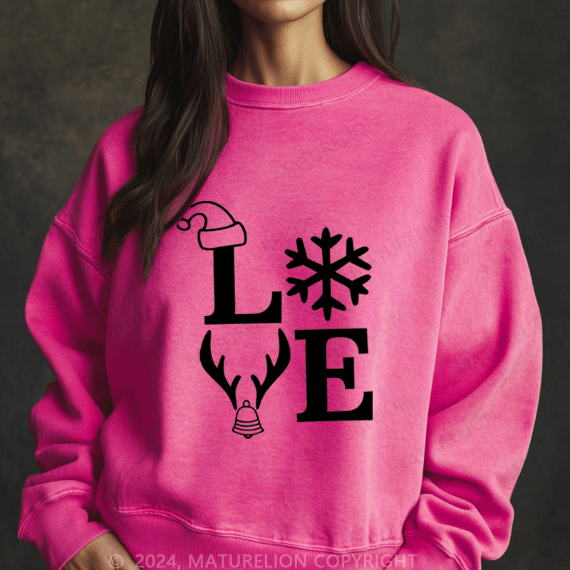 Maturelion Christmas Sweatshirt Love Family Women Sweatshirt