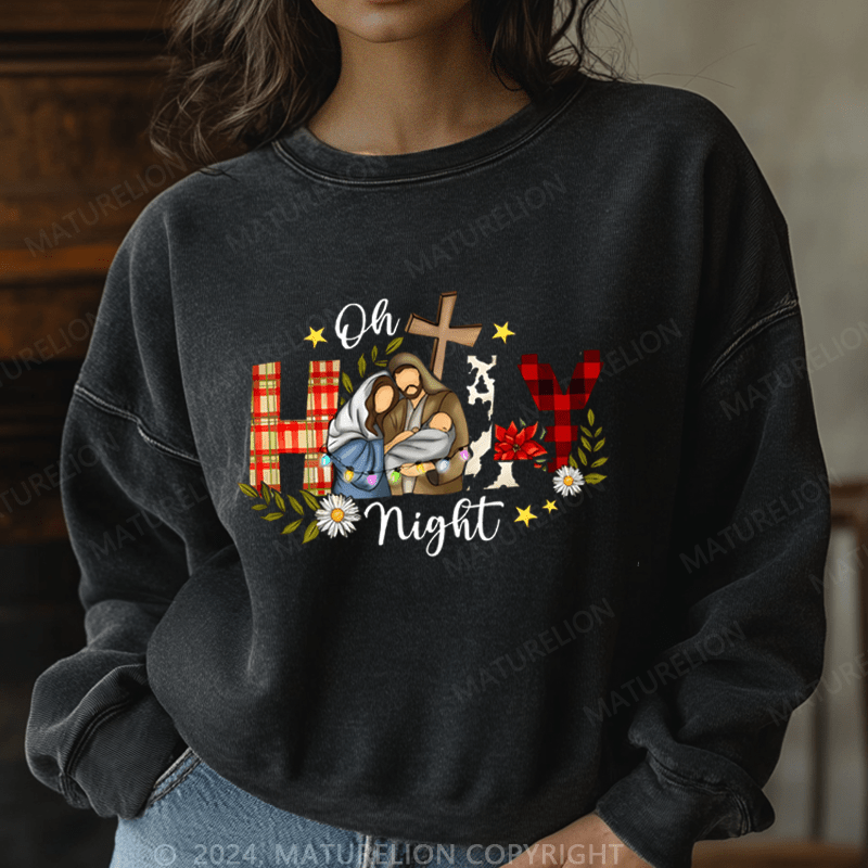 Maturelion Christmas Sweatshirt Oh Holy Night Jesus Women Sweatshirt