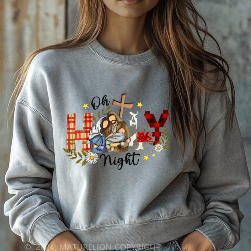 Maturelion Christmas Sweatshirt Oh Holy Night Jesus Women Sweatshirt