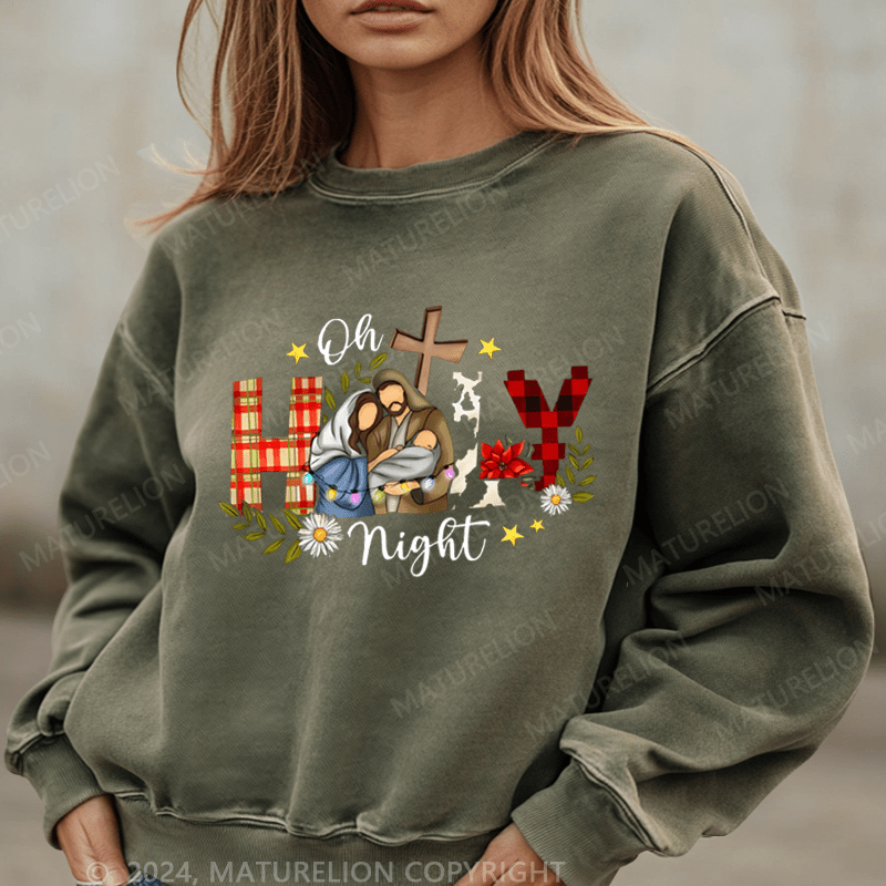 Maturelion Christmas Sweatshirt Oh Holy Night Jesus Women Sweatshirt