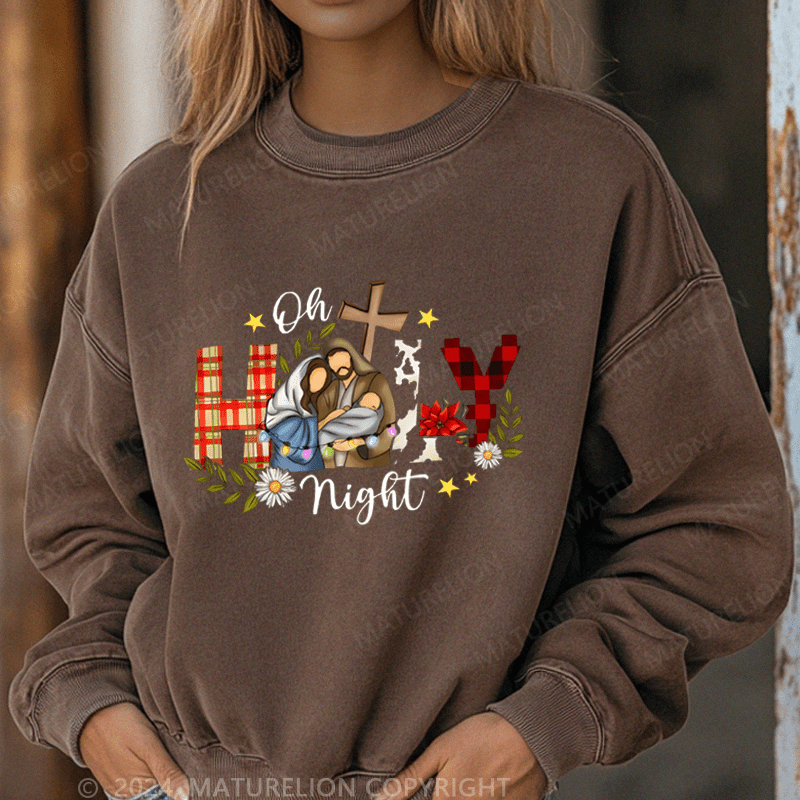 Maturelion Christmas Sweatshirt Oh Holy Night Jesus Women Sweatshirt