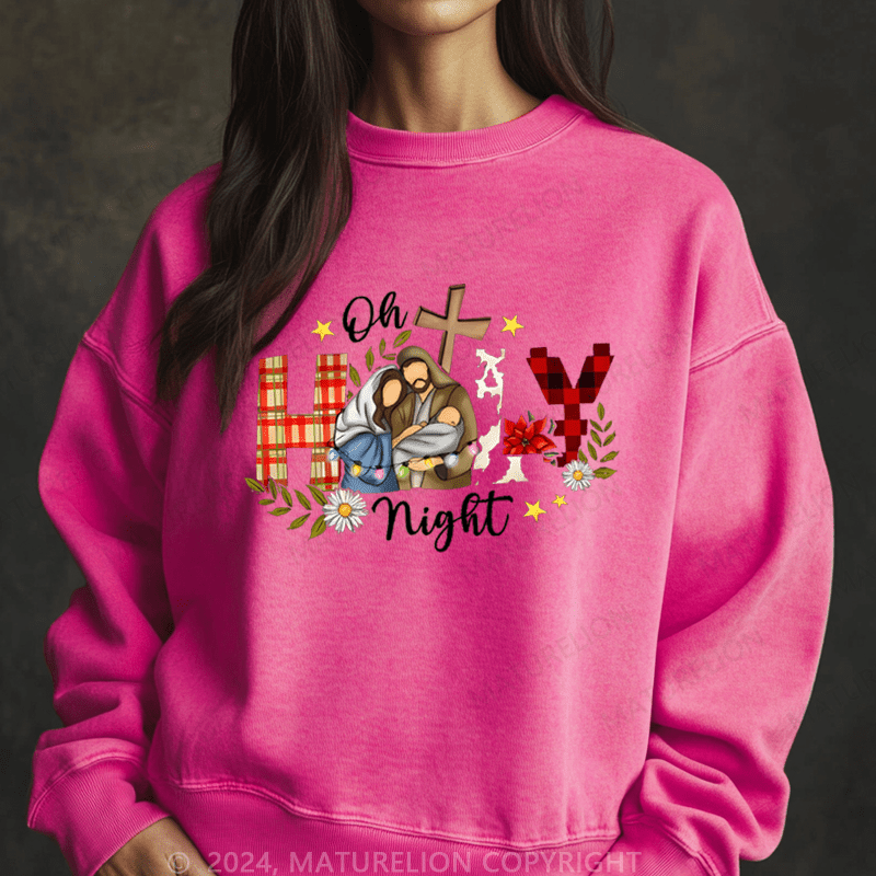 Maturelion Christmas Sweatshirt Oh Holy Night Jesus Women Sweatshirt