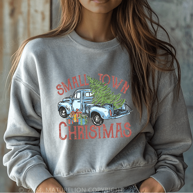 Maturelion Christmas Sweatshirt Small Town Christmas Women Sweatshirt