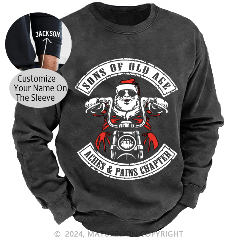 Maturelion Christmas Sweatshirt Sons Of Old Age Aches And Pain Chapter Custom Sweatshirt