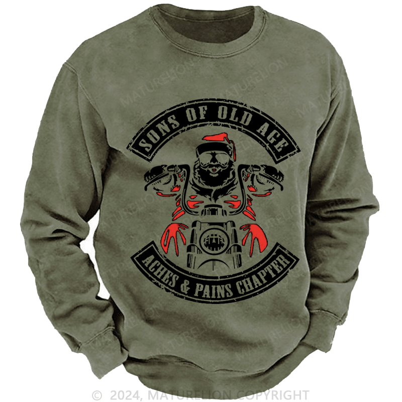 Maturelion Christmas Sweatshirt Sons Of Old Age Aches And Pain Chapter Custom Sweatshirt