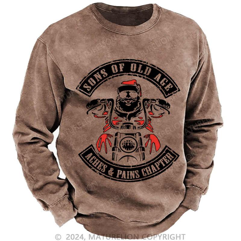 Maturelion Christmas Sweatshirt Sons Of Old Age Aches And Pain Chapter Custom Sweatshirt