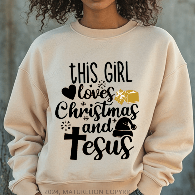 Maturelion Christmas Sweatshirt This Girl Loves Christmas And Juses Women Sweatshirt