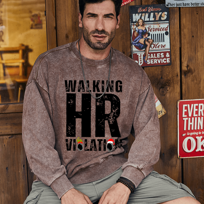 Maturelion Christmas Sweatshirt Walking HR Violation Custom Sweatshirt