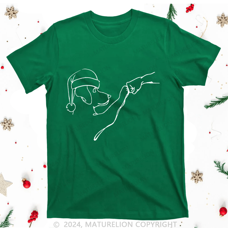 Maturelion Christmas T-Shirt Dog Fist Bump Funny Women T-Shirt