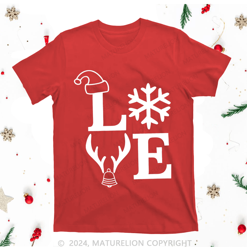 Maturelion Christmas T-Shirt Love Family Women T-Shirt