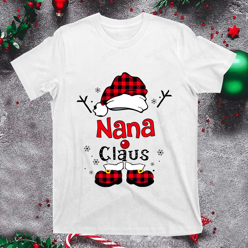 Maturelion Christmas T-Shirt Nana Claus Women T-Shirt