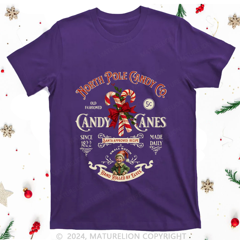 Maturelion Christmas T-Shirt North Pole Candy Women T-Shirt