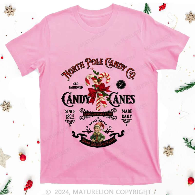 Maturelion Christmas T-Shirt North Pole Candy Women T-Shirt