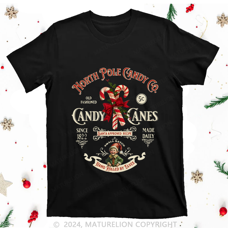 Maturelion Christmas T-Shirt North Pole Candy Women T-Shirt