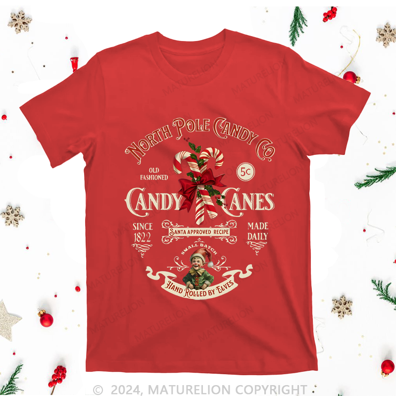 Maturelion Christmas T-Shirt North Pole Candy Women T-Shirt