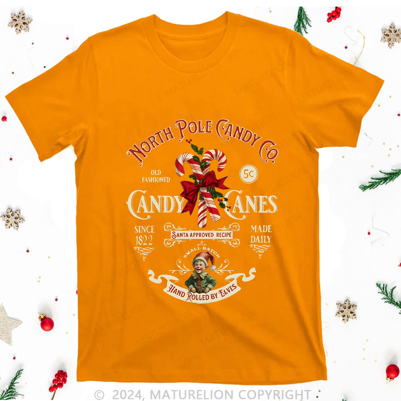 Maturelion Christmas T-Shirt North Pole Candy Women T-Shirt