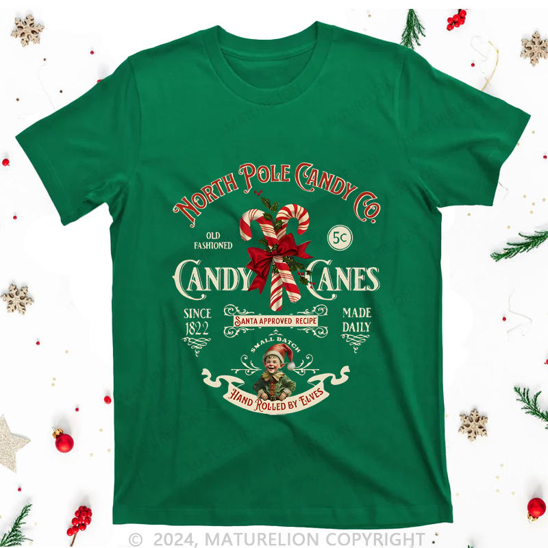 Maturelion Christmas T-Shirt North Pole Candy Women T-Shirt