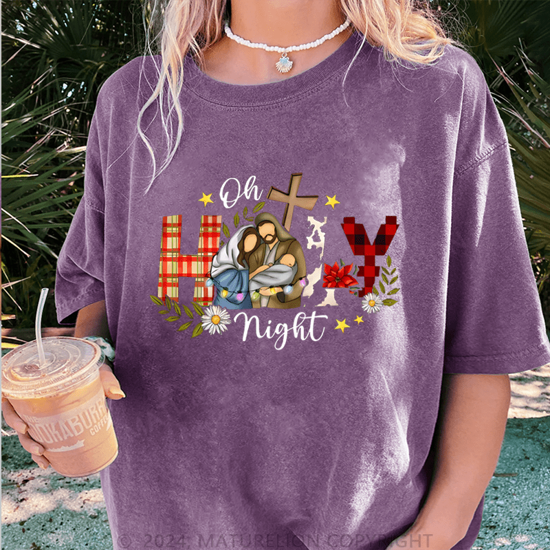 Maturelion Christmas T-Shirt Oh Holy Night Jesus Women T-Shirt