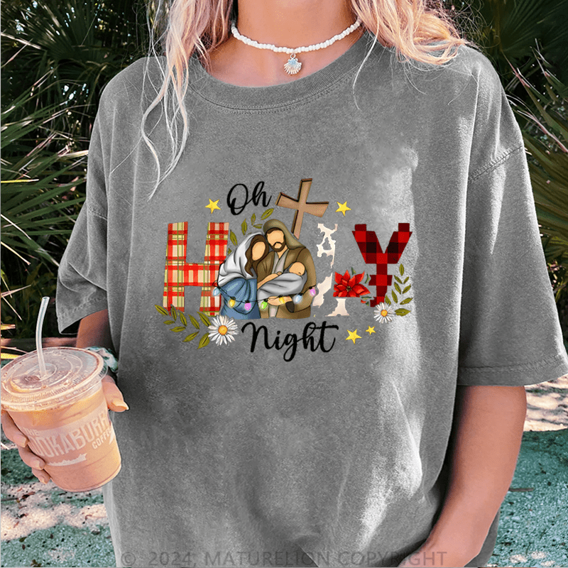 Maturelion Christmas T-Shirt Oh Holy Night Jesus Women T-Shirt