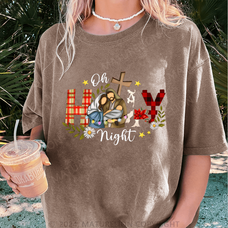 Maturelion Christmas T-Shirt Oh Holy Night Jesus Women T-Shirt