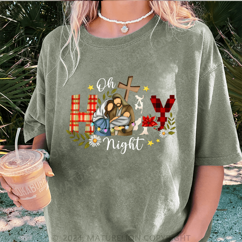 Maturelion Christmas T-Shirt Oh Holy Night Jesus Women T-Shirt