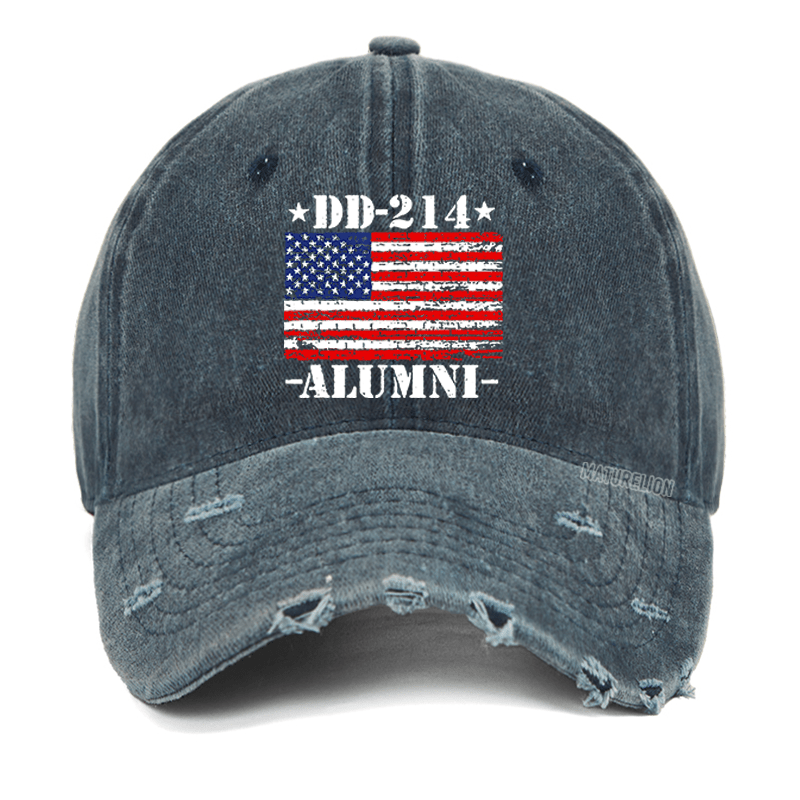 Maturelion DD-214 Alumni Military Veteran American Flag Patriotic Washed Vintage Cap
