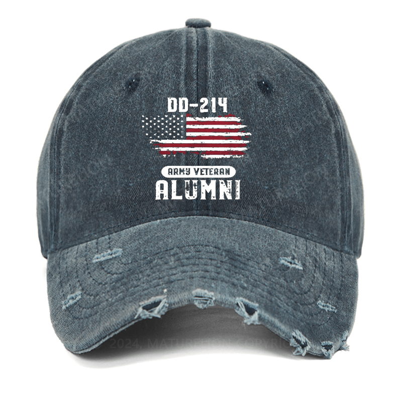 Maturelion DD214 Army Veteran Alumni Flag Washed Vintage Cap