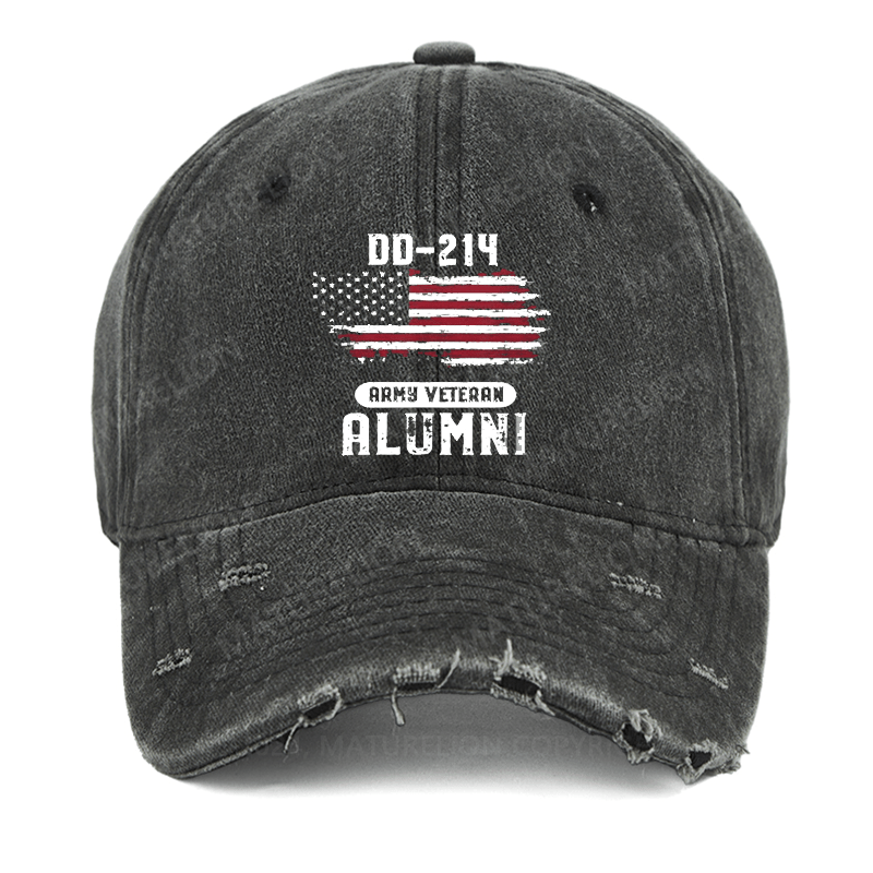 Maturelion DD214 Army Veteran Alumni Flag Washed Vintage Cap