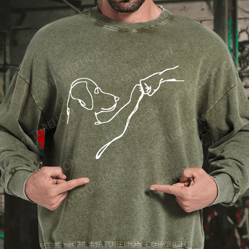 Maturelion Dog Fist Bump Funny DTG Printing Washed sweatshirt