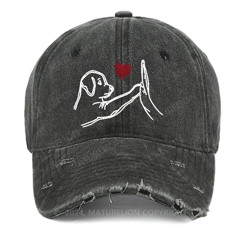 Maturelion Dog Fist Bump Funny Washed Vintage Cap