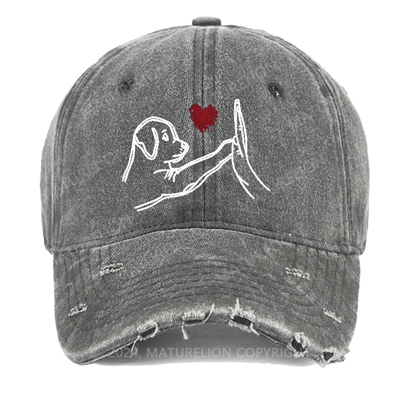 Maturelion Dog Fist Bump Funny Washed Vintage Cap