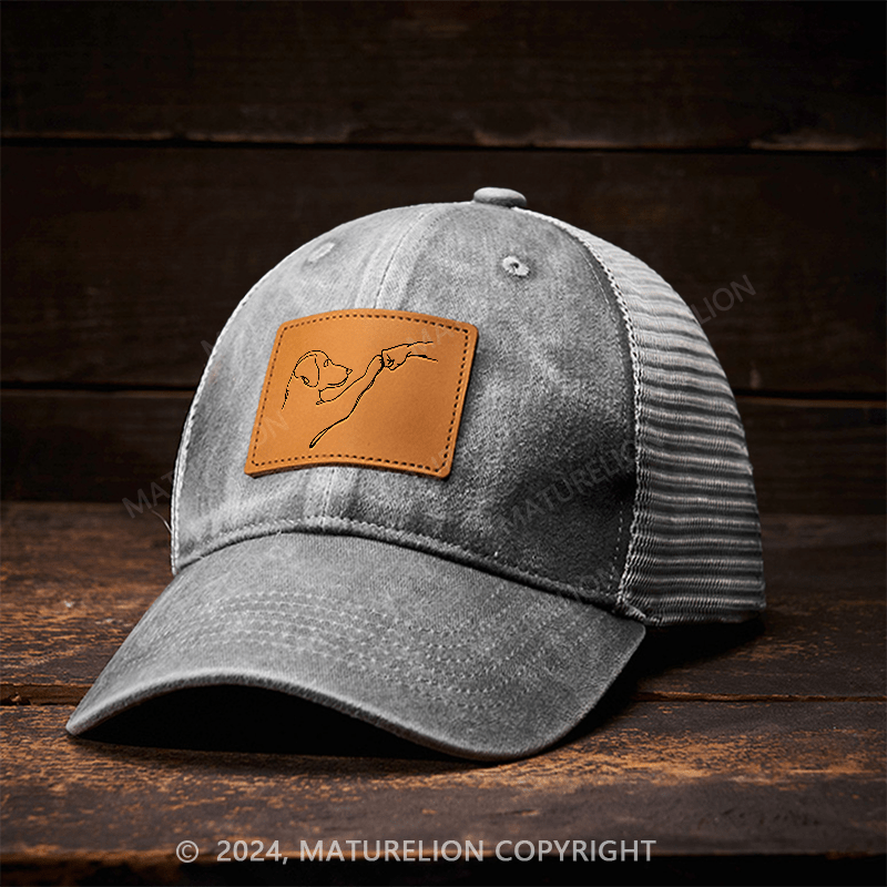 Maturelion Dog Fist Leather Patch Cap