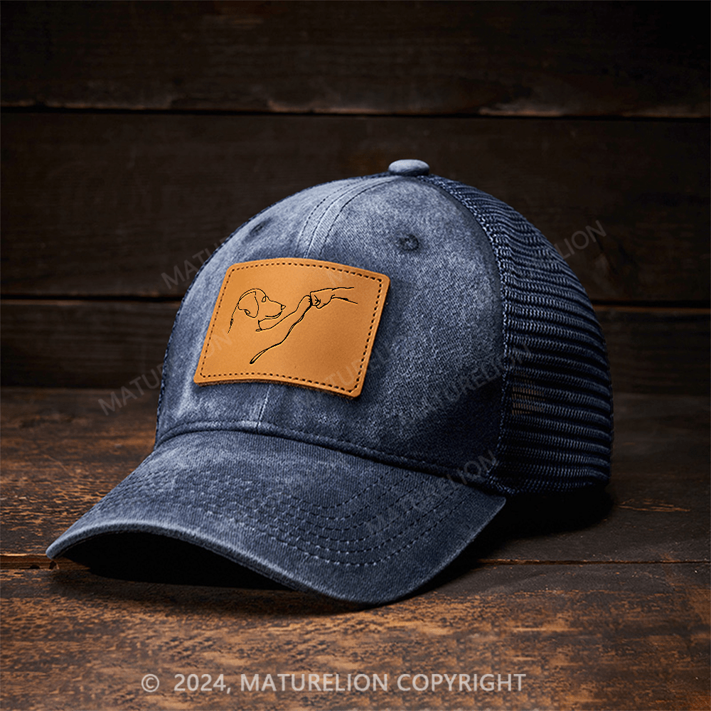 Maturelion Dog Fist Leather Patch Cap