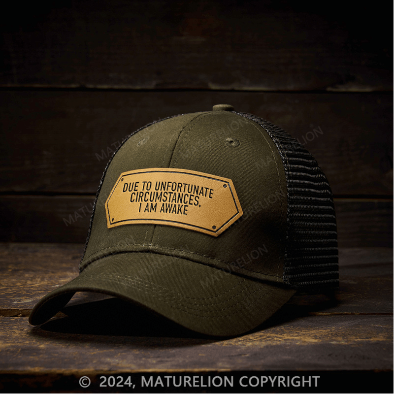 Maturelion Due To Unfortunate Circumstance I'm Awake Leather Patch Cap