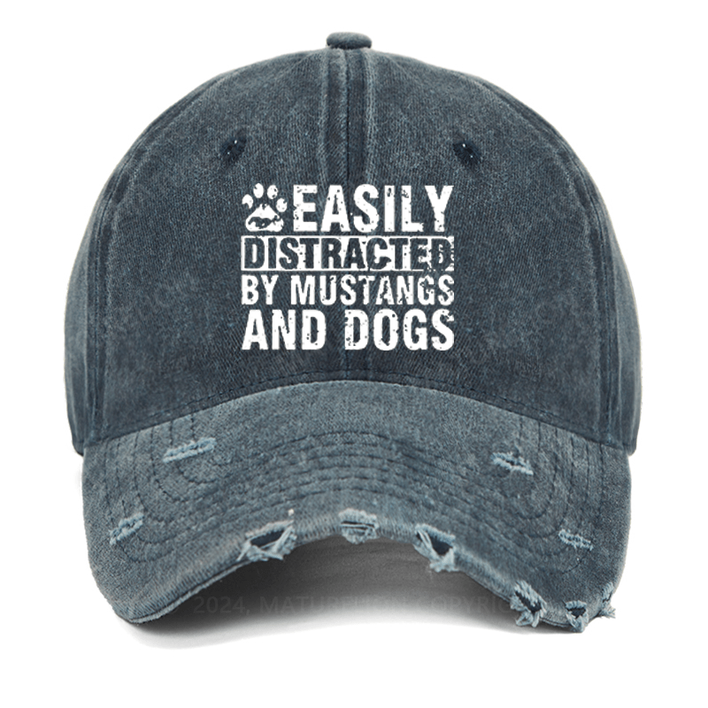 Maturelion Easily Distracted By Mustangs And Dogs Washed Vintage Cap